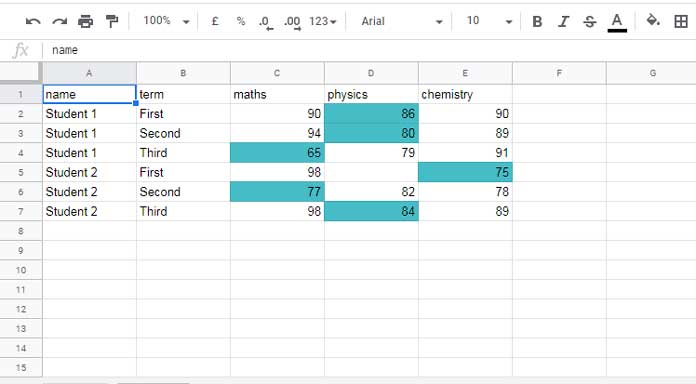 Highlight Min Excluding Zero and Blank in Each Row in Google Sheets