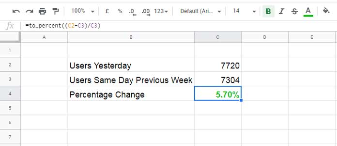 Percentage Change Array Formula In Google Sheets