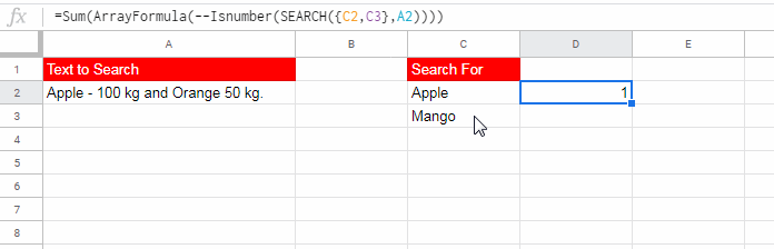Multiple Search in Single SEARCH Formula in Google Sheets