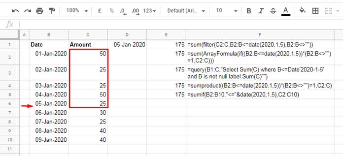 Search a Value and Sum up to That Row in a Sorted Column