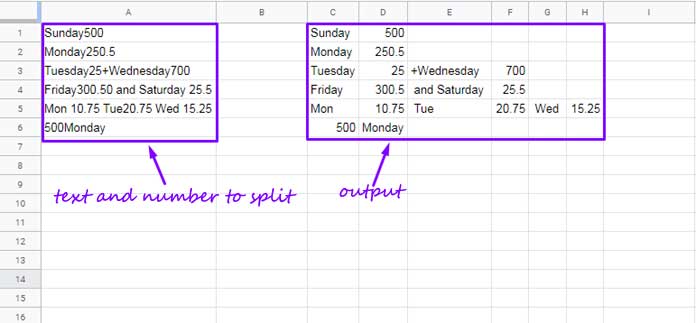 Splitting Number from Text When No Delimiter in Google Sheets