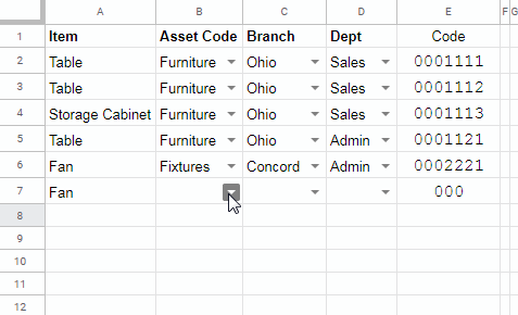 Generate Item Codes of Assets Purchased