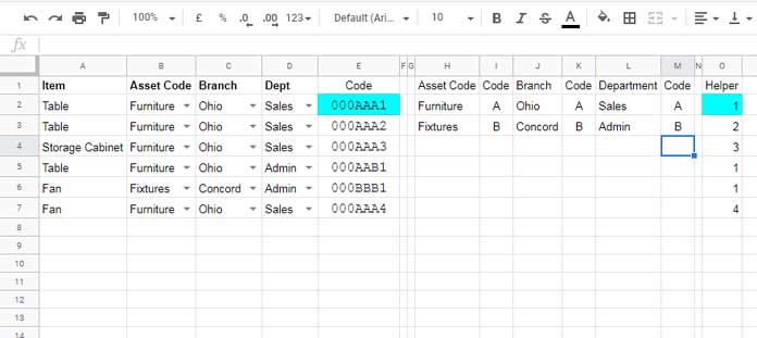 Auto Generate Meaningful Alpha-Numeric Codes in Google Sheets