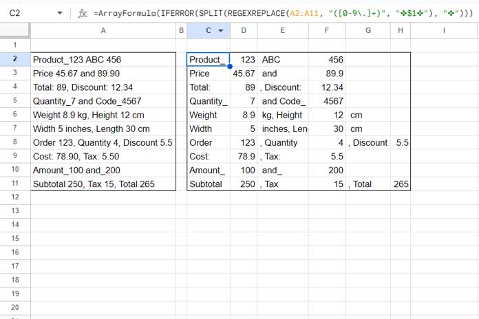 Split Numbers and Text While Retaining Both When No Delimiter Is Present