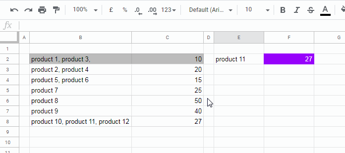 Vlookup a Comma-Separated List Using Wildcard in Google Sheets