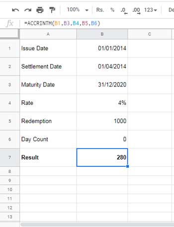 How to Use the ACCRINTM Function in Google Sheets