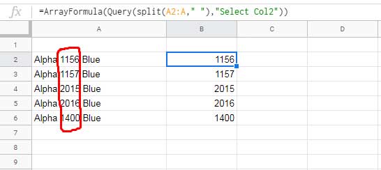 Array Formula to Extract Nth Word from a Line in Google Sheets