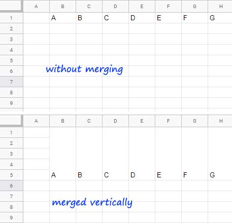 Merging Cells Vertically in Sheets
