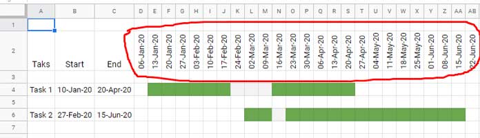 Weekly Sch - Dates in Row