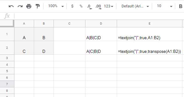 Reason for Using Transpose with Textjoin in Sheets