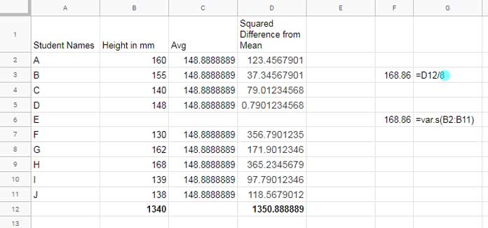 Variance in Sheets and Blank Cells in the Range