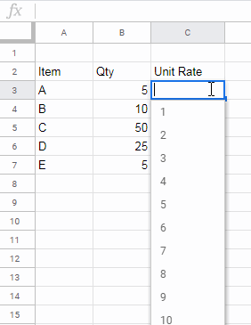 Currency Formatting in Data Validation Drop-Down - List of Items
