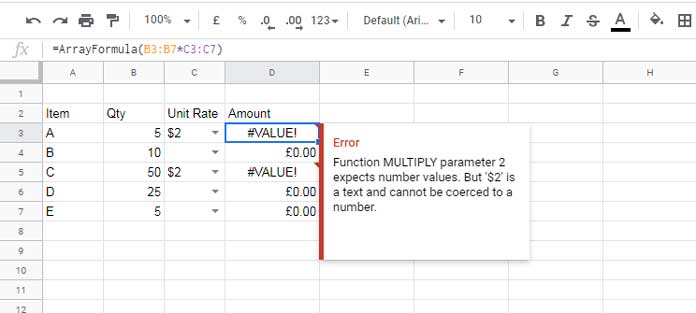 Currency Formatting - Formula Error Due to Text