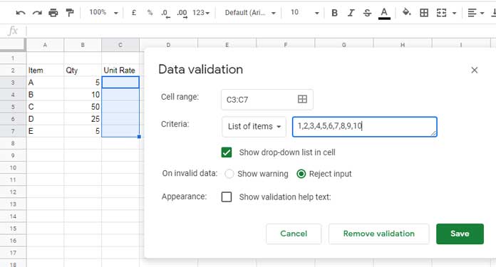 Data Validation - Comma Separated Numbers