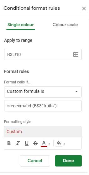 Settings to Conditional Format Whole Tables