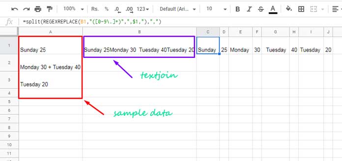 Split Numbers and Text to Use in Sumif as Range/Sum Range