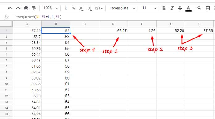 Data Formatting for Bell Curve in Google Sheets
