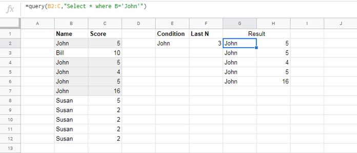 Filter Data to Offset N - Sheets