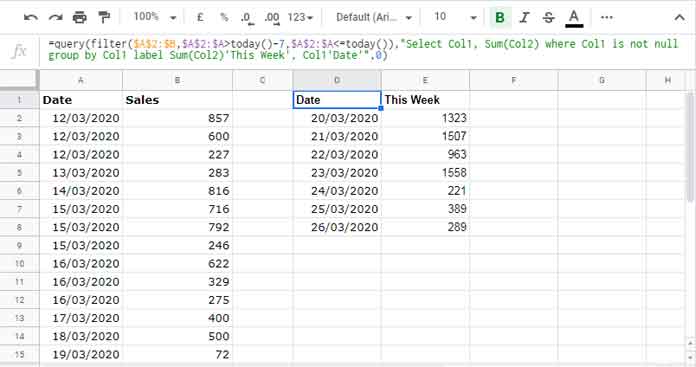 Query to Filter and Summarize This Week's Records