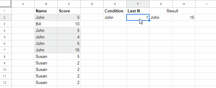 Formula to Conditionally Filter Last N Rows in Google Sheets