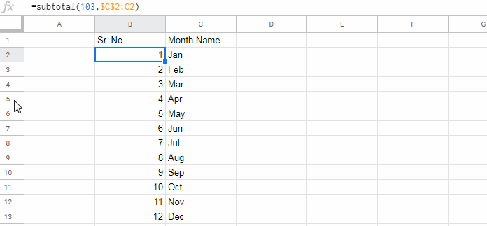 Fill Sequential Numbers Skipping Hidden Rows in Google Sheets