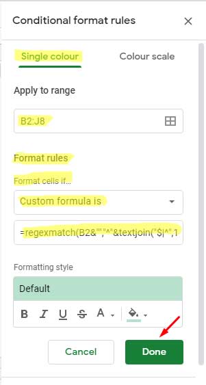 Format Rules - Where to Insert the SMALL Formula