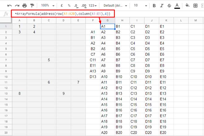 Convert Cell Addresses to Values - Step # 1