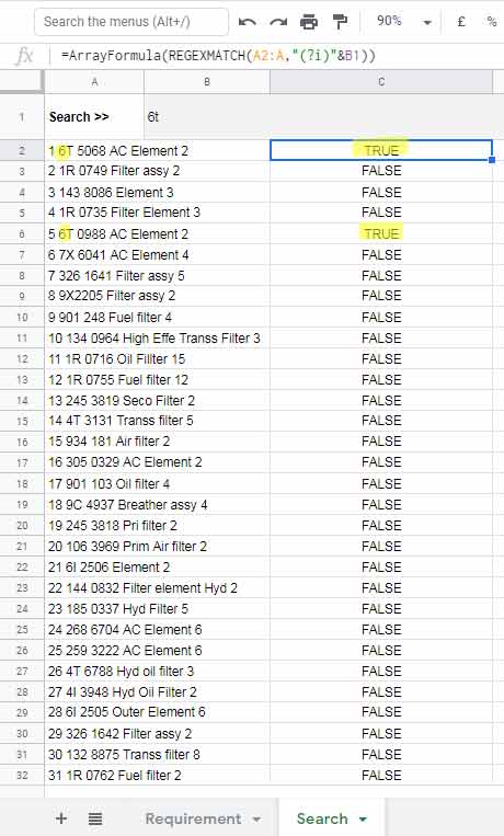 Regex Queried Data in a Column