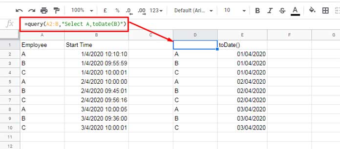 toDate Function in Timestamp Column in Google Sheets Query