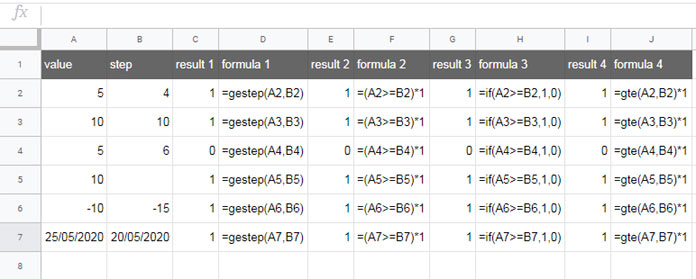 GESTEP Function and Alternatives in Google Sheets