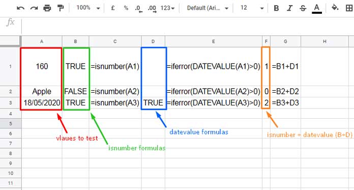 ISNUMBER and DATEVALUE Combination