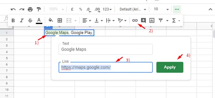 Multiple Hyperlinks within a Cell in Google Sheets - Steps