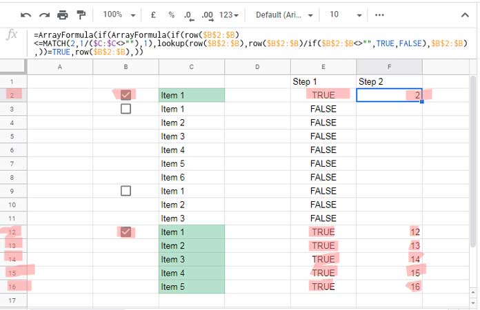 Highlighting Multiple Groups and Control Tick Boxes - Steps 1 and 2