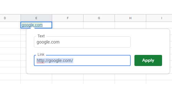 Insert Menu Link Option in Google Sheets