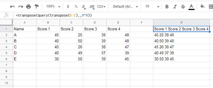 Query to Combine Columns in Google Sheets