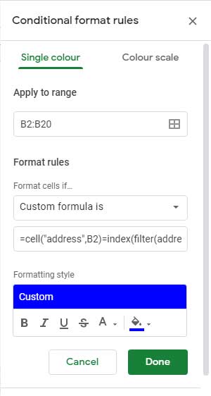 Format Fill Color Settings - Reference