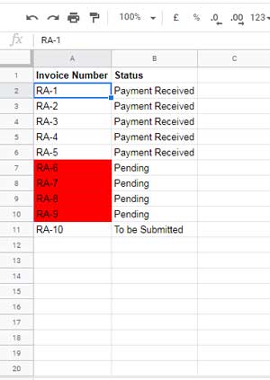 Relative Reference in Conditional Formatting - Example 1