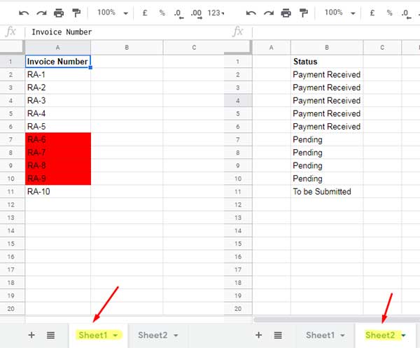 Relative Reference in Conditional Formatting in Two Sheets