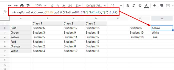 Example to Vlookup Search Key in Multiple Columns