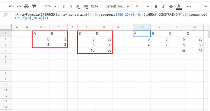 Combining two physical tables with unequal numbers of rows