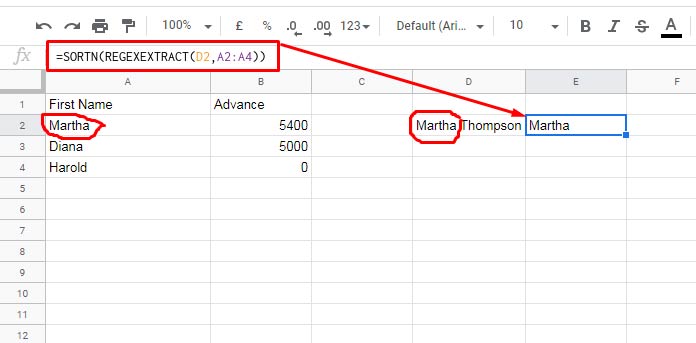 Extract search keys for Vlookup in Google Sheets