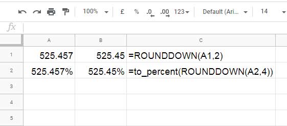 round down % values in spreadsheets