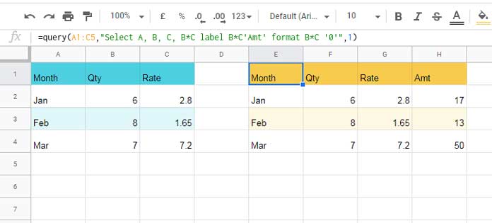 Rounding calculation column in Query