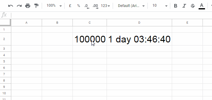 convert seconds to hh:mm:ss in Google sheets