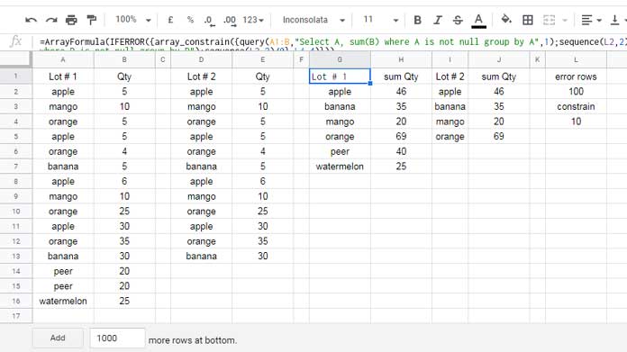Combine two Query functions with unequal numbers of rows