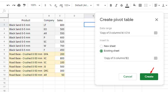 Creating a Sales Report in Pivot Table