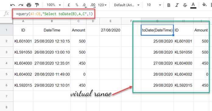 Vlookup range using toDate scalar function