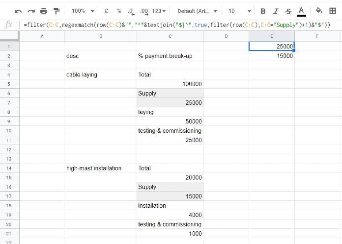 Formula to filter next row to the filter criteria in Google Sheets
