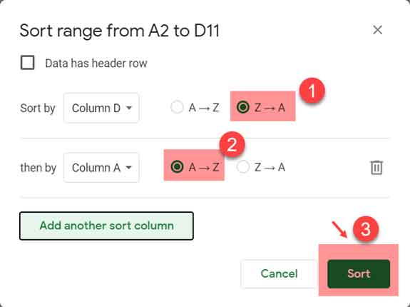 Sort by occurrences using helper column and menu