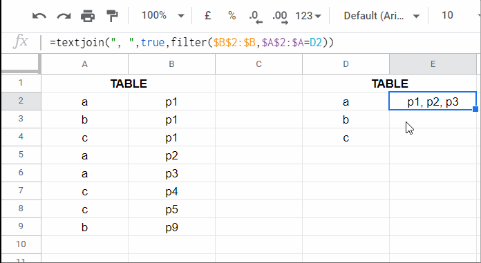 Vlookup and Combine Values - Non-Array Formula